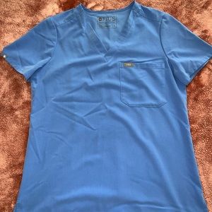 Figs Catarina One-Pocket Scrub Top Ceil Blue